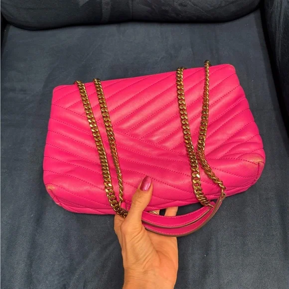 Tory Burch Kira Hot Pink Quilted Women's Bag - Picture 6 of 12